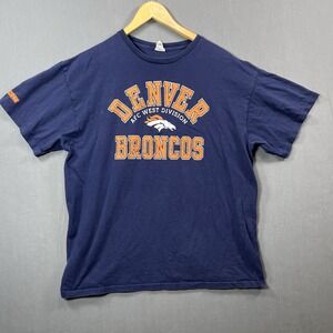Denver Broncos AFC West Division T-Shirt Blue Y2K XL